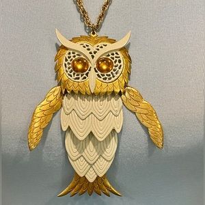 Vintage Owl Necklace With Hinged Parts